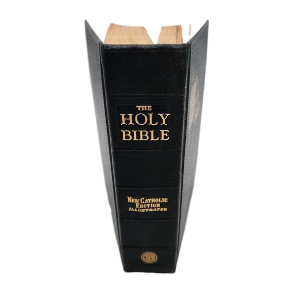 1957 New Catholic Edition Illustrated Holy Bible Genuine Leather Gilted Pages - Picture 2 of 13